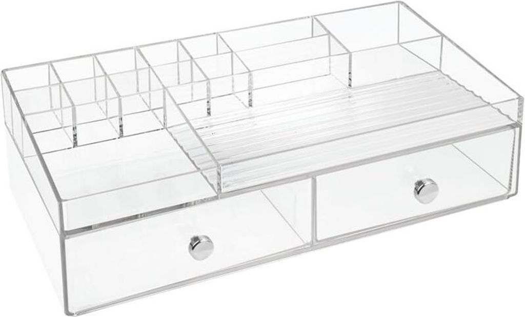 Schminkaufbewahrung Kosmetik Organizer 2 Schubladen mDesign transparent