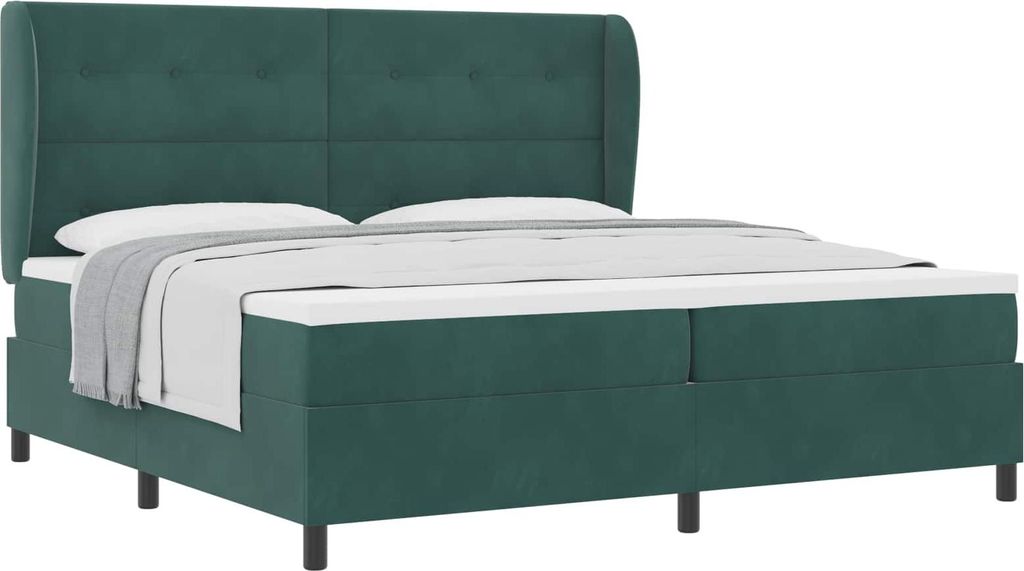 vidaXL Boxspringbett mit Matratze Dunkelgrün 200 x 200 cm Samt