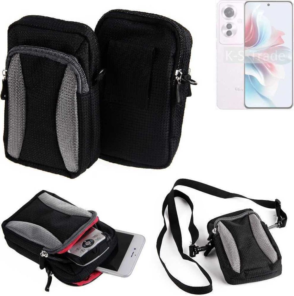 K-S-Trade Holster Schutz Hülle kompatibel mit Oppo Reno11 F 5G Handy Hülle Gürteltasche Umhängetasche mit Zusatzfach schwarz