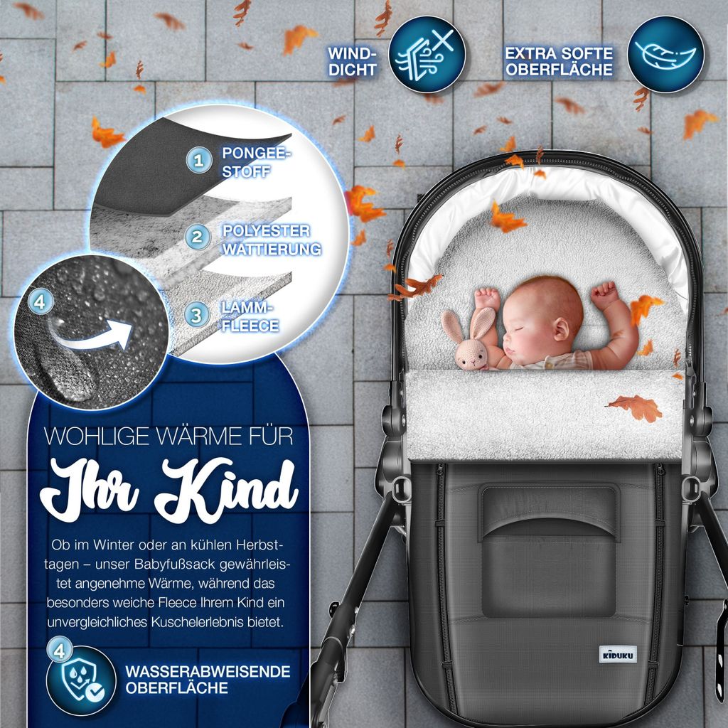KIDUKU® Babyfußsack Baby Winterfußsack Kinderfußsack Produktbild 5
