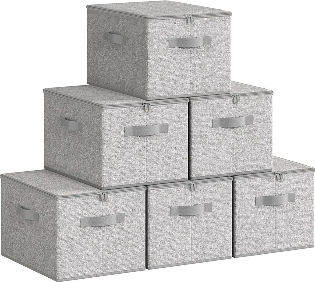 Organisateur de placard gris tourterelle lot de 6 boîtes de rangement