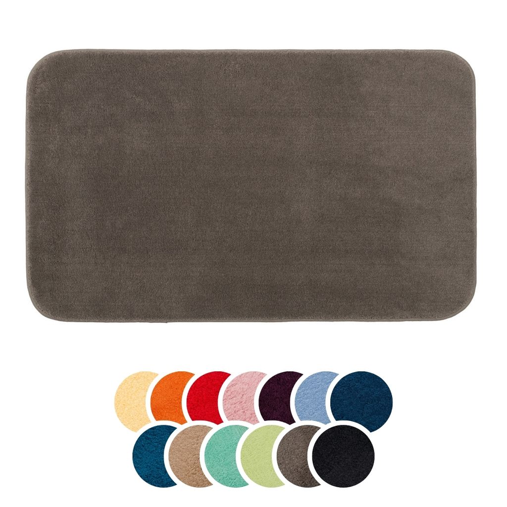 liebling Badteppich, 100% Polyester, mit Anti-Rutsch Beschichtung, saugstark, Serie Santos, 60 x 100 cm, 1500 g/m², bei 30 Grad waschbar, taupe