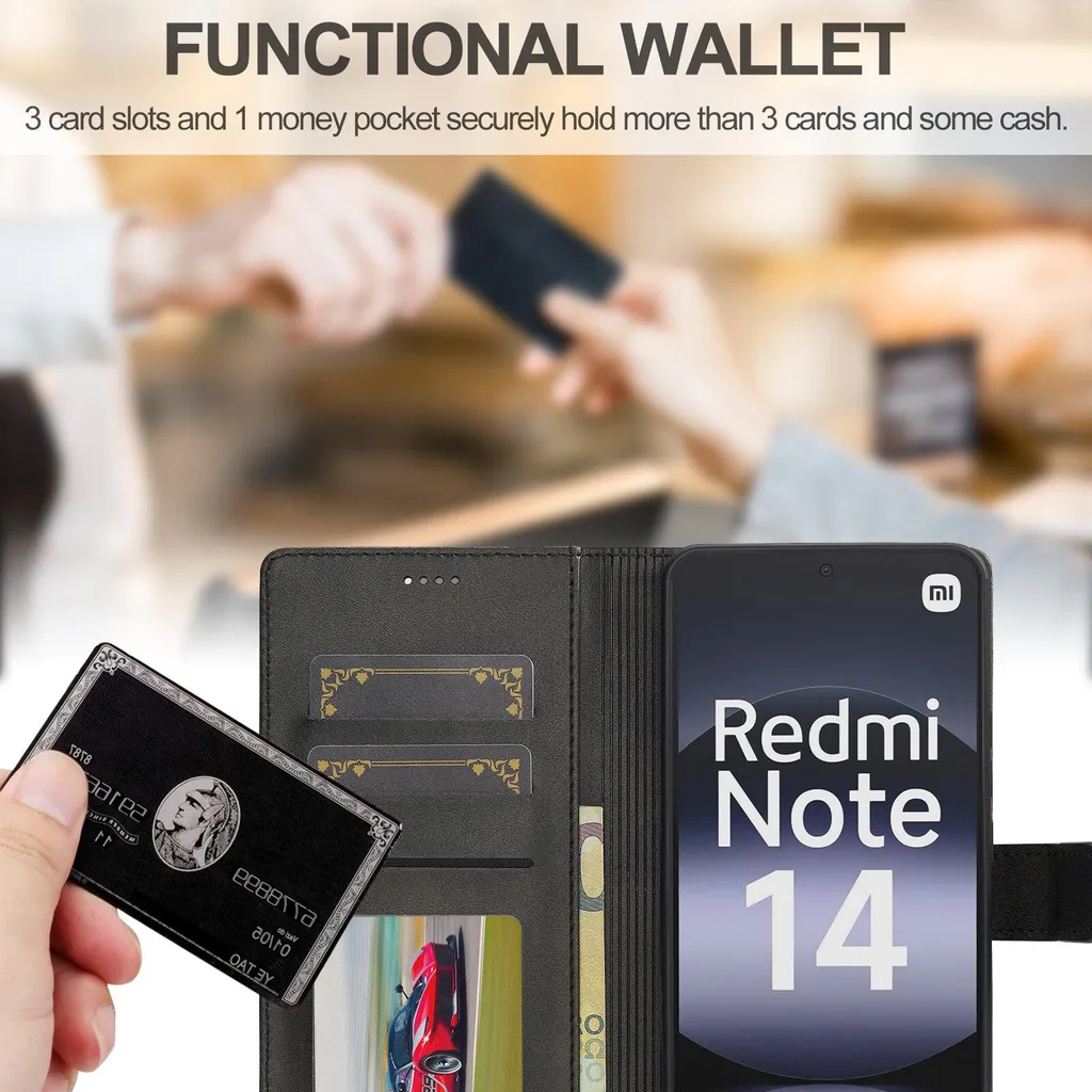 Custodia Xiaomi Redmi Note 14 4G Antiurto: Flip Pelle e Magnete - 5