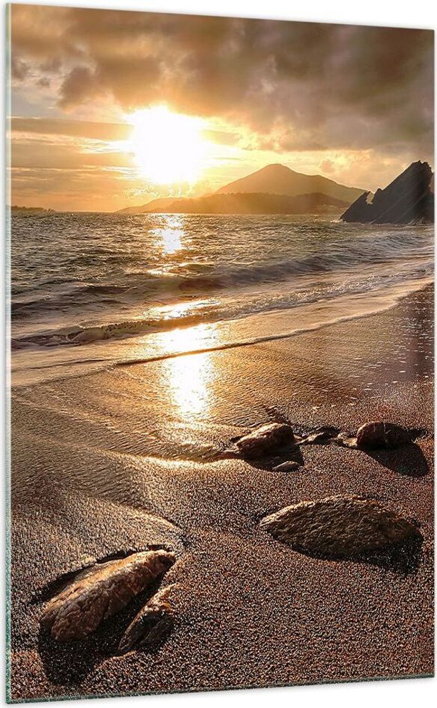 Bilder auf glas - Einteilig - Strand Wolken Abend Küste - 70x100cm - Glasbilder - Wandbilder - Bilder - Wanddekoration aus Glas - Glas Bilder - Wa...