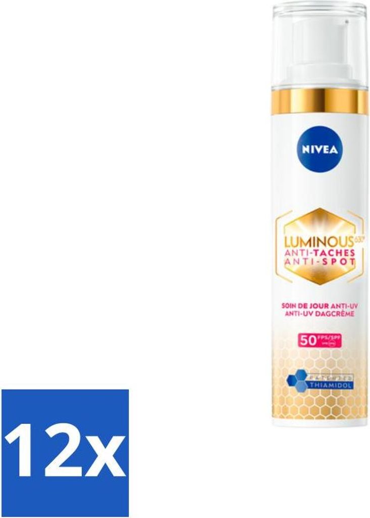 NIVEA - Cellular LUMINOUS 630 Tagescreme - Anti-Spot Gesichtscreme - LSF 50 - Für jeden Hauttyp - Gegen Pigmentflecken - 40 ml - Vorteilspack - 12...
