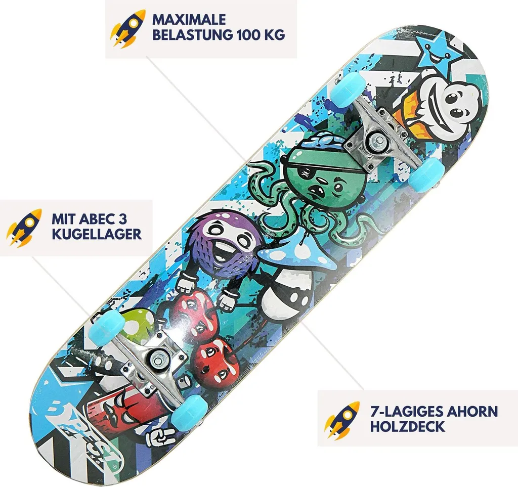 Skateboard complet sport graphisme moderne avec roulements ABEC 3 - 3