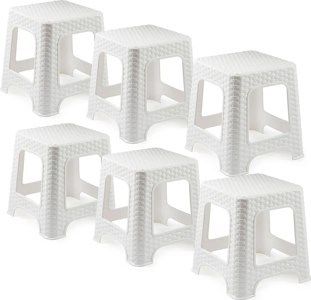 Tabouret en Plastique Blanc Durable Lot de 6 - Entretien Facile et Rapide