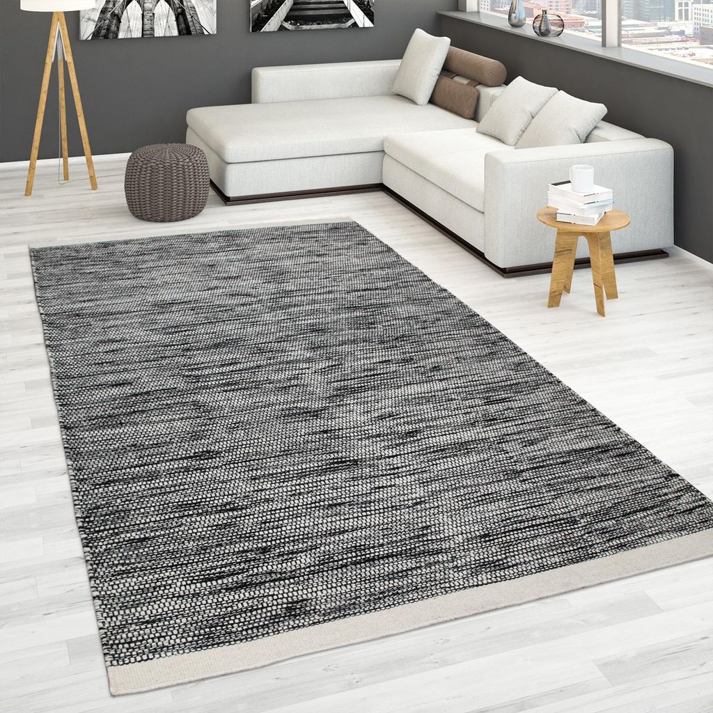 Handgewebter Teppich Flachgewebe 100% Wolle Skandinavischer Produktbild 