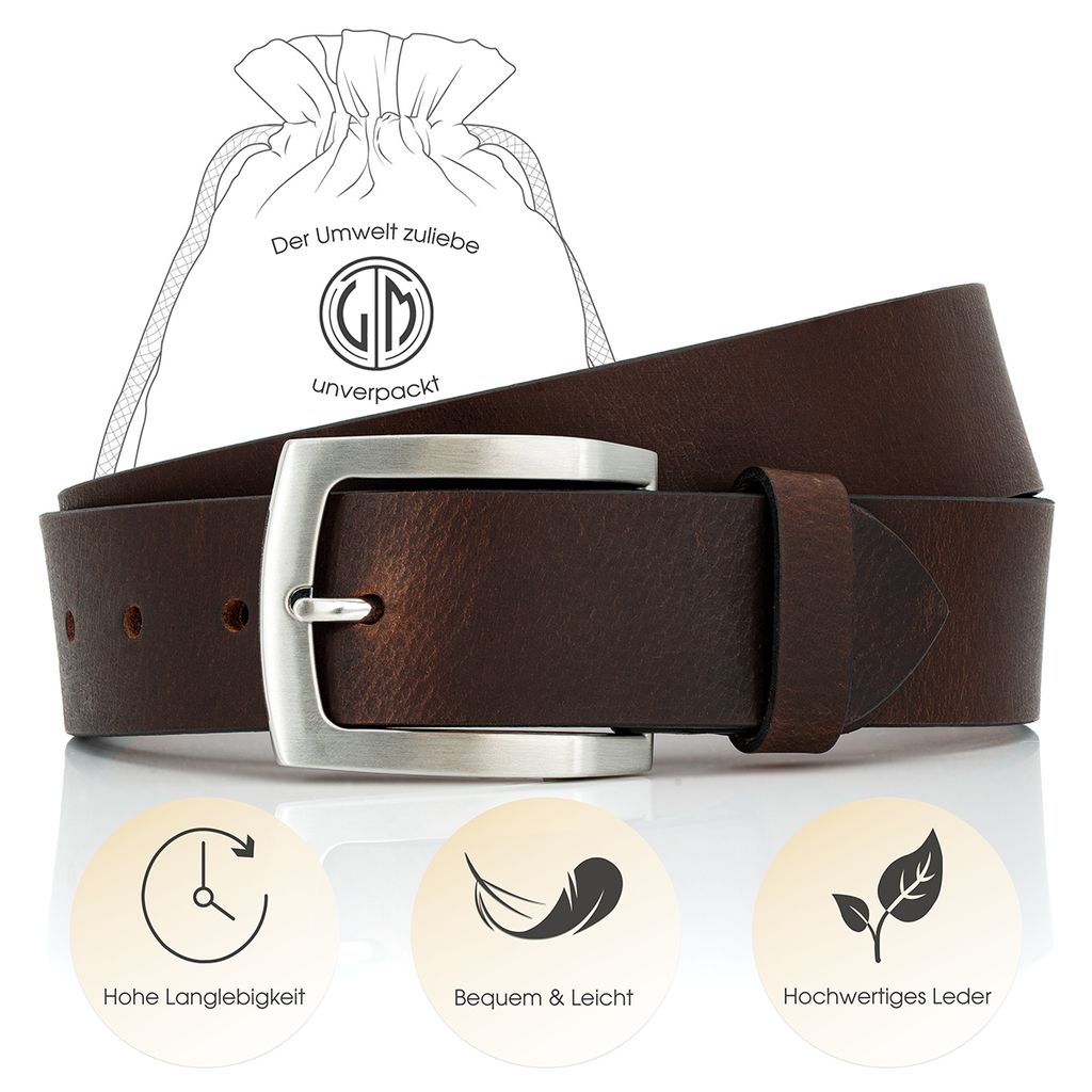 LINDENMANN Herren Gürtel Leder Braun – klassisch, langlebig & kürzbar, Farbe / Color:braun, Size:Bundweite 135 cm Gesamtlänge 150 cm W 53 4XL
