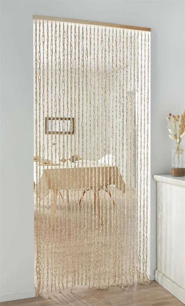 Rideau de balcon anti-insectes 90x200 cm, moustiquaire coton pour été
