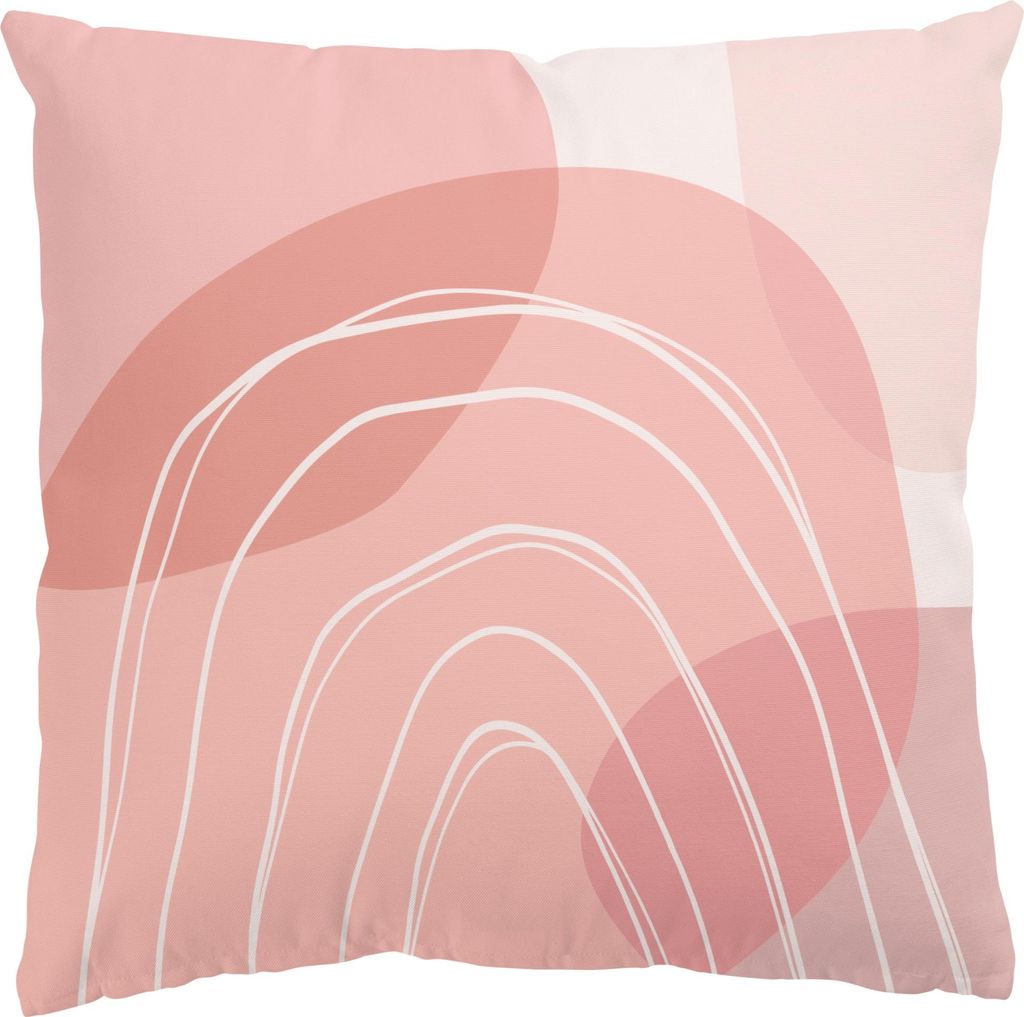Dekokissen Muster draußen / Outdoor Zierkissen waschbar Regenbogen rosa Digital Art Sofakissen mit Füllung