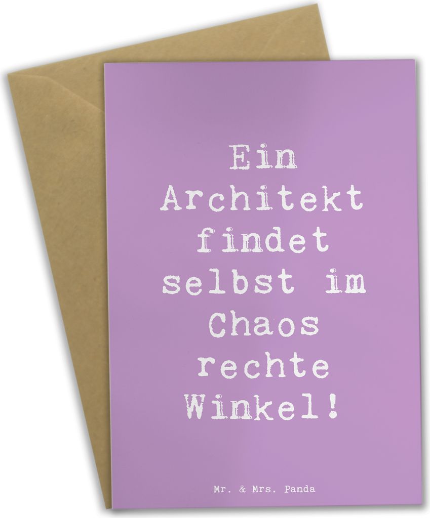 Mr. & Mrs. Panda Glückwunschkarte Spruch Architekt Chaos - Lavendeltraum - Geschenk, Planer, dankeskarten, Gebäudegestalter, Beruf, Geschenke mit...