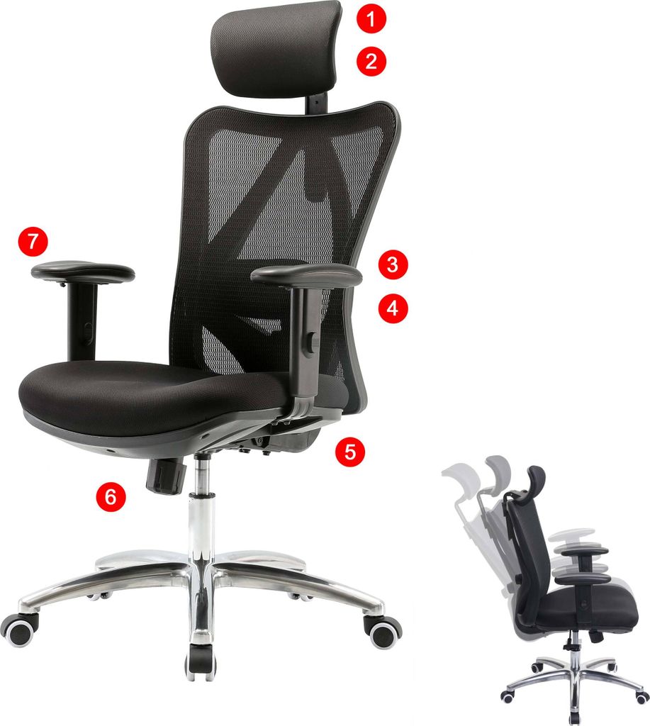 Chaise de bureau SIHOO Chaise de bureau, ergonomique, Image du produit 
