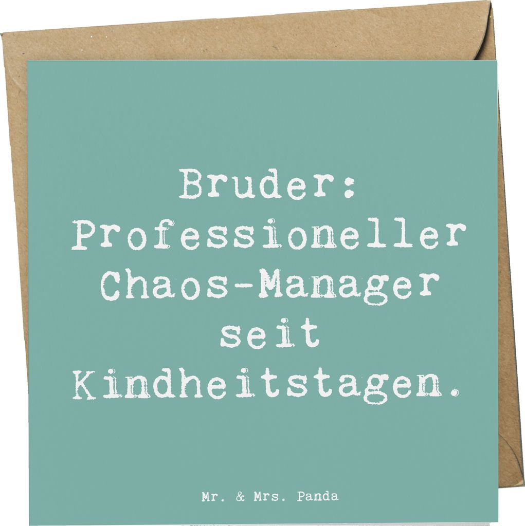 Mr. & Mrs. Panda faltkarte Spruch Bruder Chaos-Manager - Meeresbrise - Geschenk, Familienmitglieder, Freude, Glückwunschkarte, Familie, Chaos, Spa...