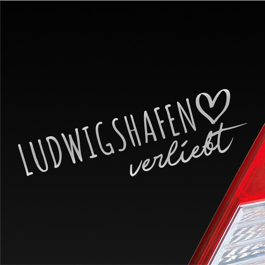 Auto Aufkleber Hellweg Druckerei Ludwigshafen verliebt Herz Stadt Heimat Liebe Car 19x19 cm Silber Sticker Heckscheibenaufkleber