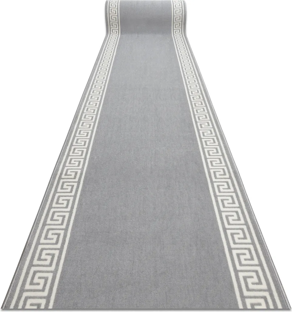 Chemin de Couloir Gris Motif Grec 60 x 340 cm en Polypropylène Robuste