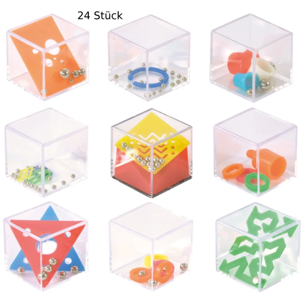 Cube de patience multicolore EDUPLAY - 24 mini labyrinthes robustes - 4