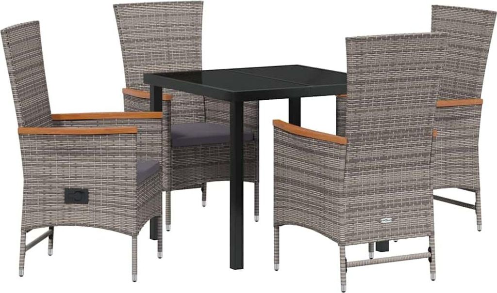 vidaXL Garten Essgruppe 5 pcs Grau Pulverbeschichteter Stahl