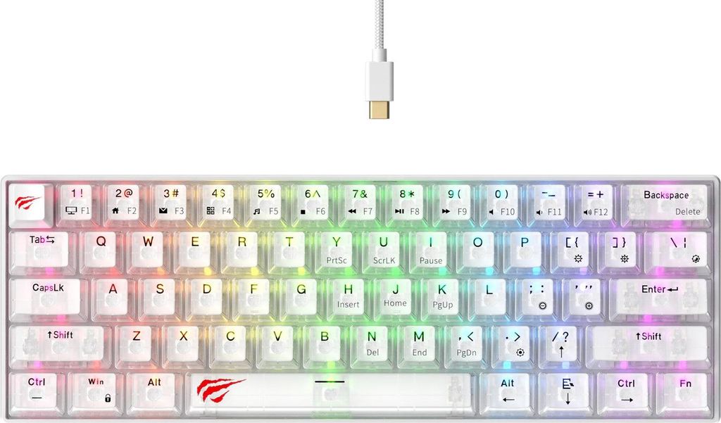 Havit KB903L - gaming keyboard transparent white