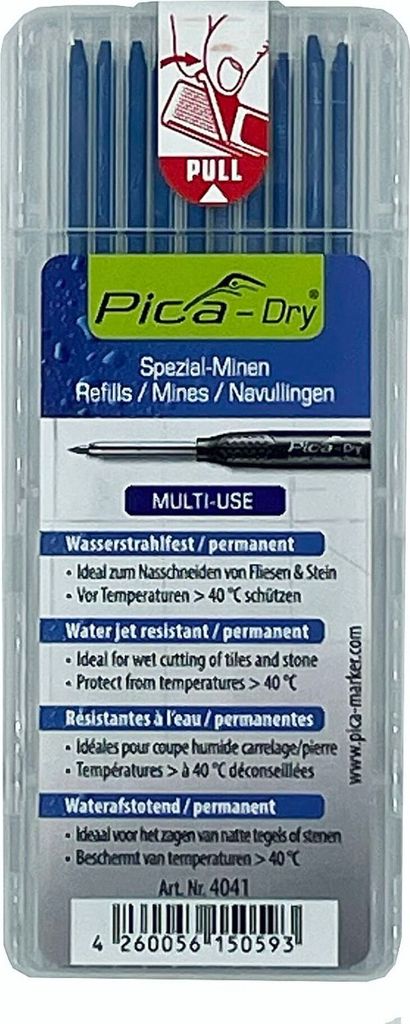 Ersatzminen 'PICA -DRY' wasserstrahlfest, Blau / Pack a 10 Stück
