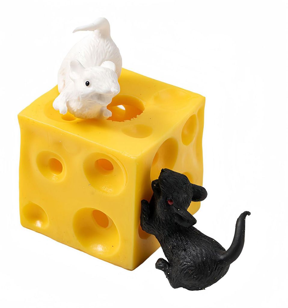 1/2/3/4 Stück hohles Käse-Quetschspielzeug mit schwarz-weißer Maus, Stressabbau-Käseblock, Fidget-Spielzeug, Entspannungs-Stressball, simuliert...