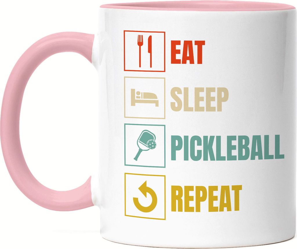 Eat Sleep Pickleball Repeat Tasse Rosa Sport Freizeit Pickle-Ball Design