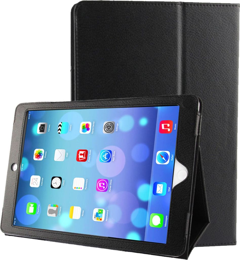 subtel Flip Cover Tablethülle für iPad Air 1 / iPad 5 / iPad 6 (Wake / Sleep) Tablet Schutzhülle mit Ständer, Kunstleder schwarz Bookstyle Case...