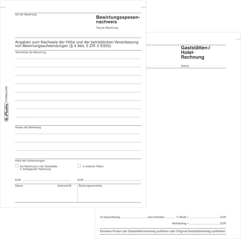 Herlitz Bewirtungsspesennachweis 701 / A5 / 50 Blatt Produktbild 