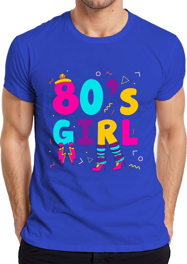 80's GIRL 80er Jahre Retro Neon 80s Memphis Beinwärmer Ohrringe Herren T-Shirt, Blau, 3XL
