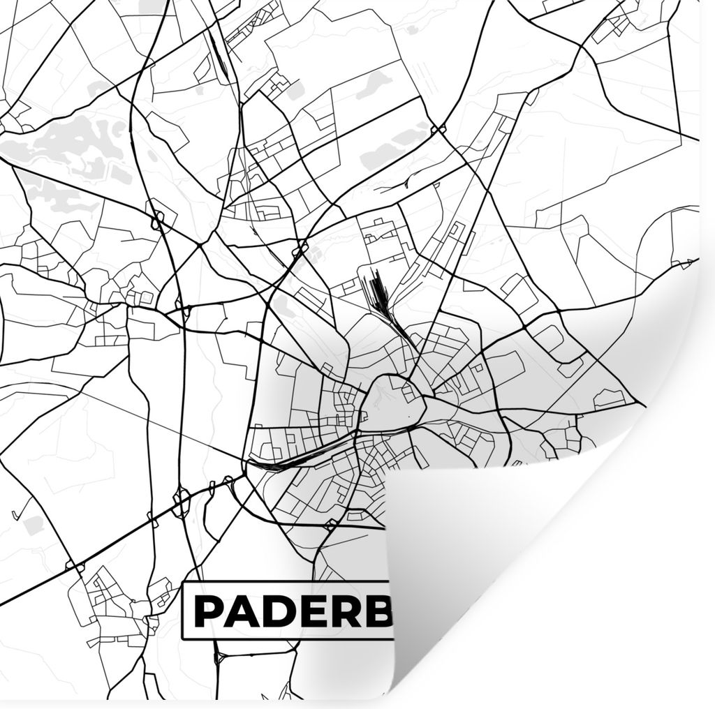 MuchoWow Wandtattoo Wandsticker Wandaufkleber Karte - Stadtplan - Paderborn 50x50 cm Selbstklebend und Repositionierbar - Selbstklebend - Fototap...