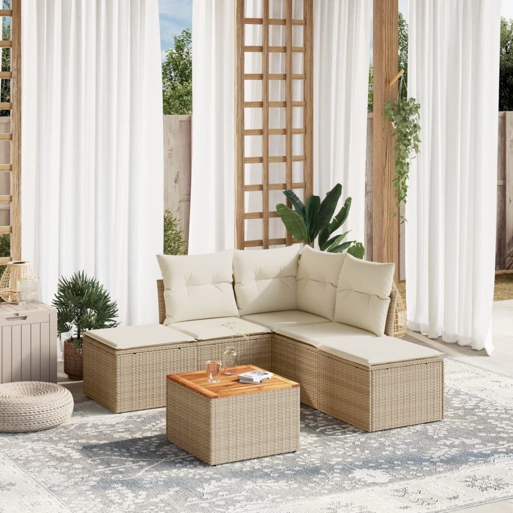 Maison Exclusive - 6-tlg. Garten-Sofagarnitur mit Kissen Beige Poly Rattan