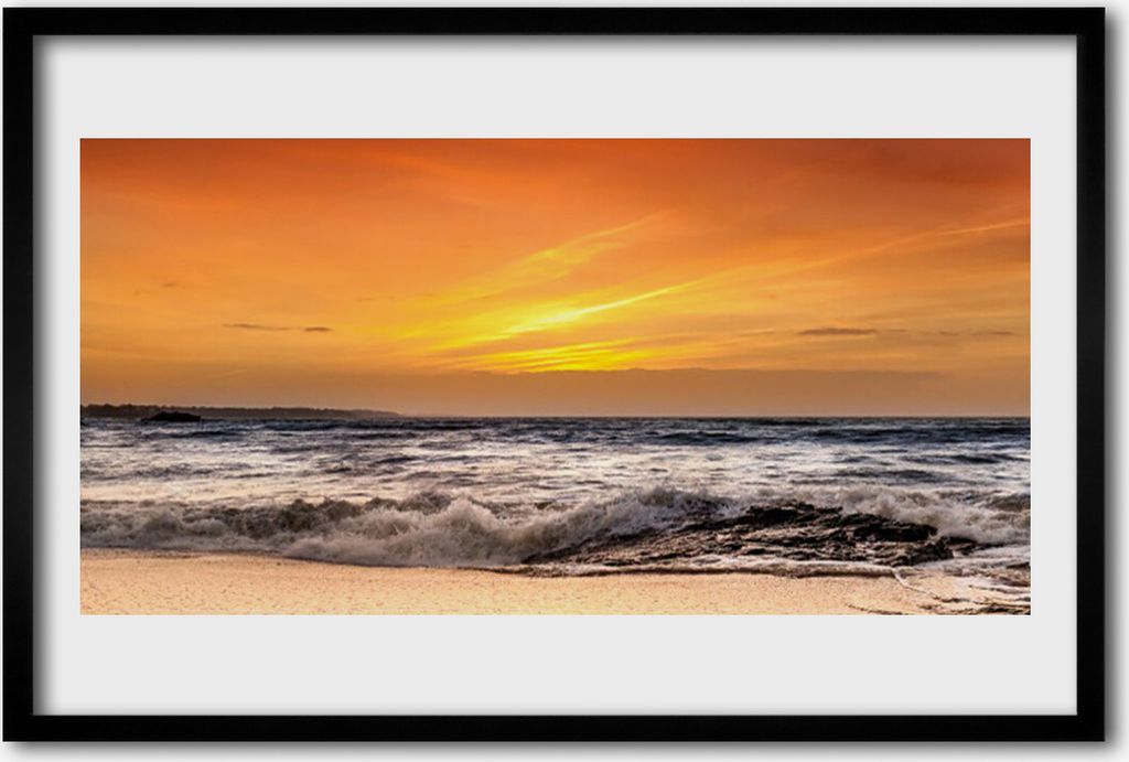 Bild 60x40 MDF-Rahmen Wandkunst Sun Sea Waves Landschaft