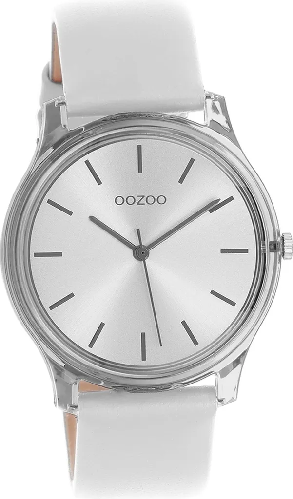 Montre Oozoo grise en cuir véritable analogique cadran épuré 40mm chic