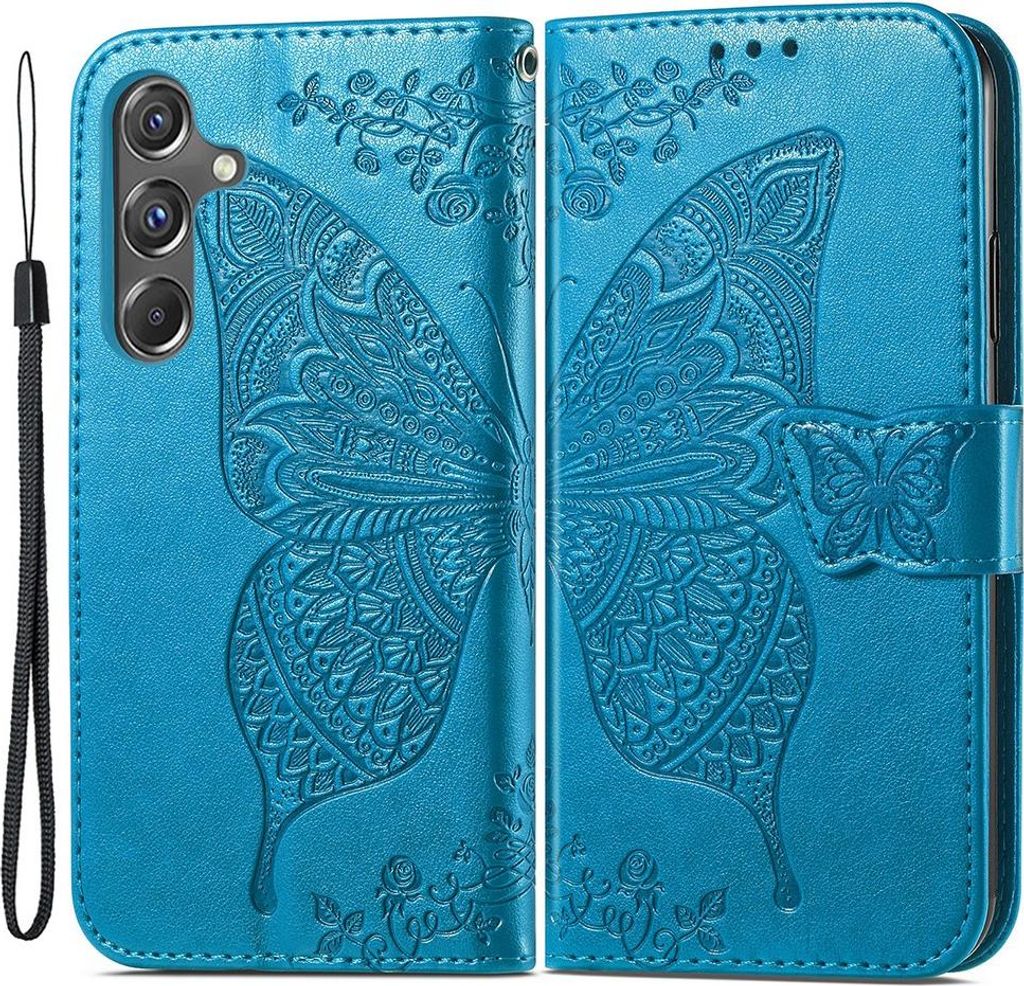 Samsung Galaxy A15 Hülle - Coverup Schmetterling Klapphülle - Blau