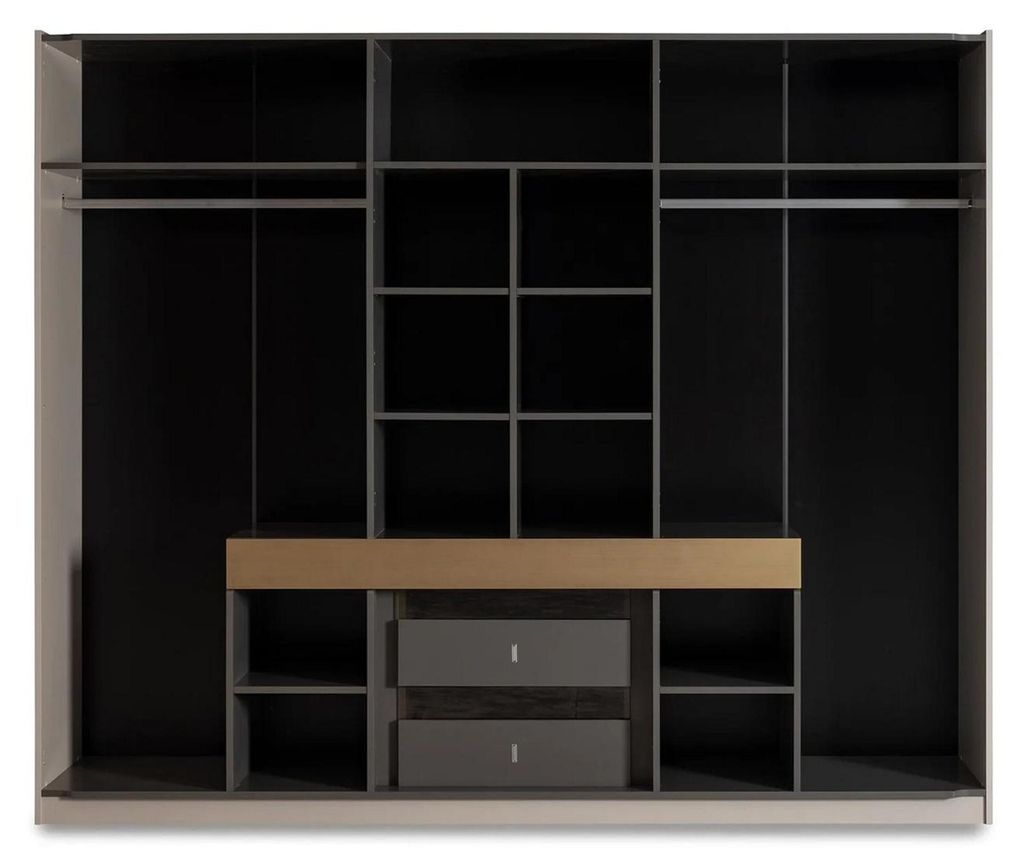 Kleiderschrank Holz Beige Elegant Modern