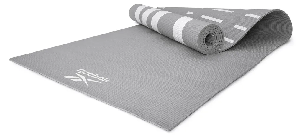 Tapis yoga Reebok 4 mm anti-glisse gris blanc pour éviter les douleurs