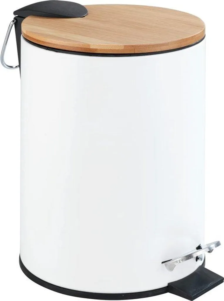 Petite poubelle de salle de bain automatique en acier blanc finition mate