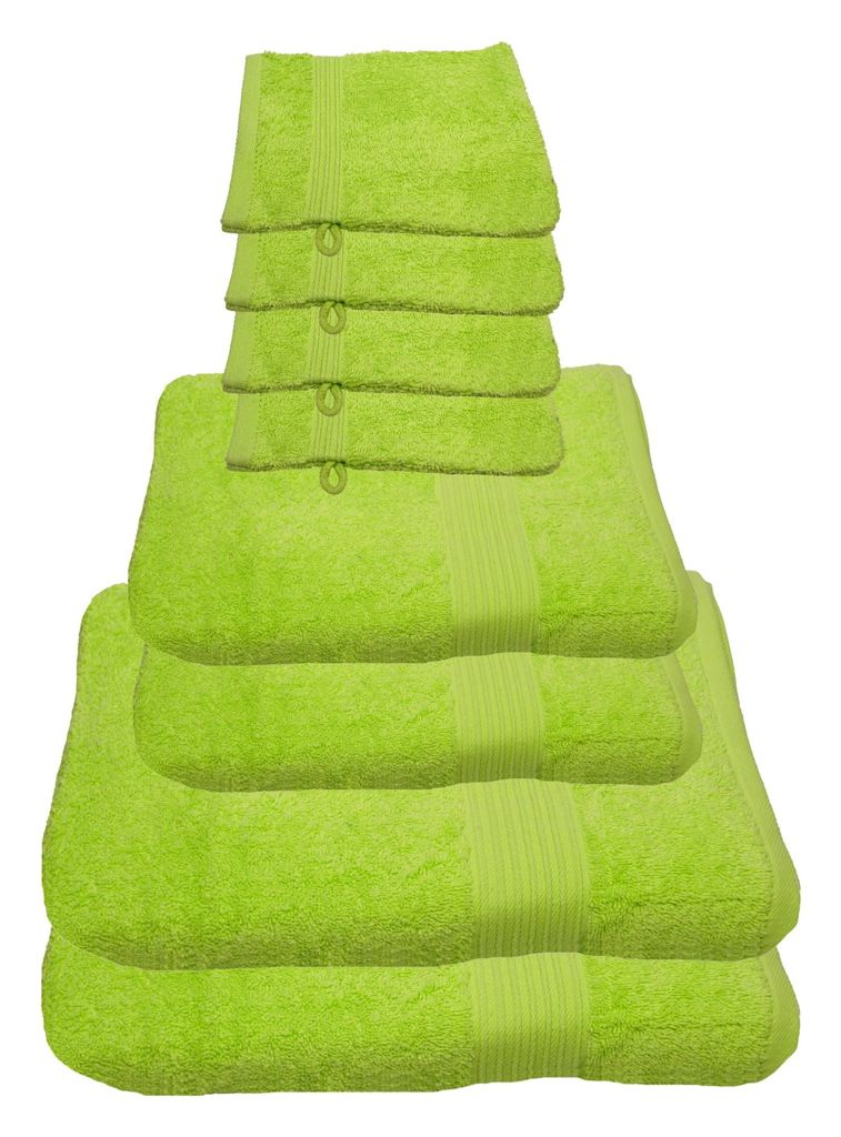 Julie Julsen Handtuch Set Limette,Set:8 tlg. 2 Bade- 2 Handtücher 4 Waschhandschuhe