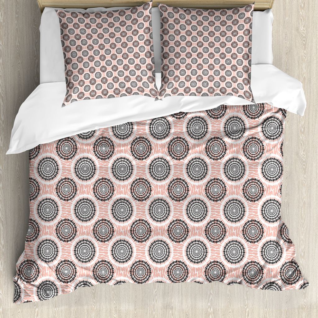 ABAKUHAUS Pfirsich Bettbezug, Zusammenfassung Weiche Kreise, Milbensicher Allergiker geeignet mit Kissenbezügen, 200 cm x 200 cm - 80 x 80 cm, Cor...