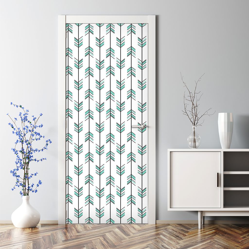 Dekorative Türaufkleber selbstklebend Klebefolie Dekorfolie Türtapete Kiwivogel & Streifen 70 x 200 cm
