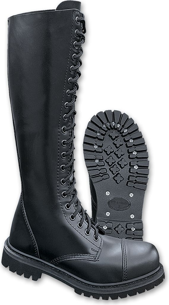 Brandit Stiefel Damen Phantom 20-Loch schwarz Basics, Festival Leder EU40