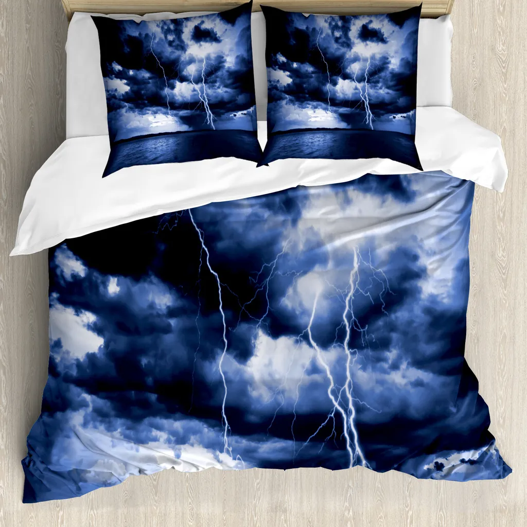 Copripiumino ABAKUHAUS 155x220 Blu Pioggia e Nuvole - Riposo Sano