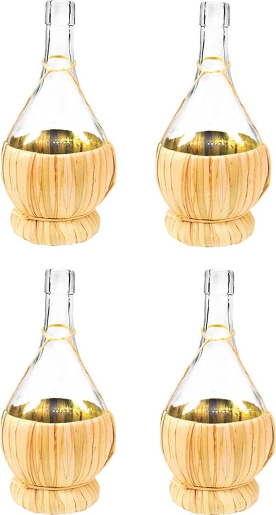 4x 1L Glasflasche + Graskorb/GLASBALLON Weinballon Flasche Produktbild 