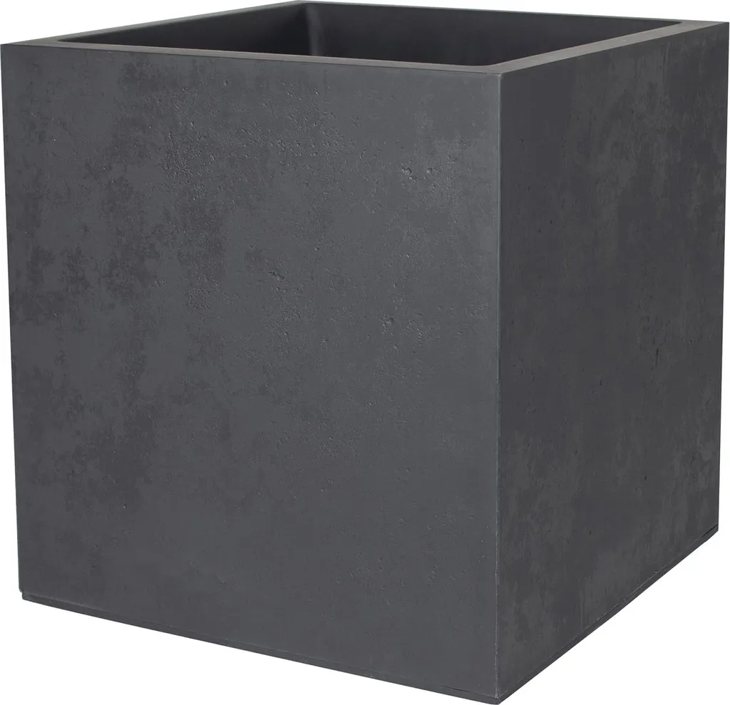 Pot de fleurs 31L anti-gel et réserve d'eau - Fini béton anthracite 40cm