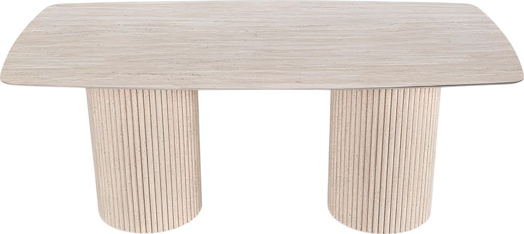 Beiger Abgerundeter Esstisch Holztisch Esszimmer Designer Möbel