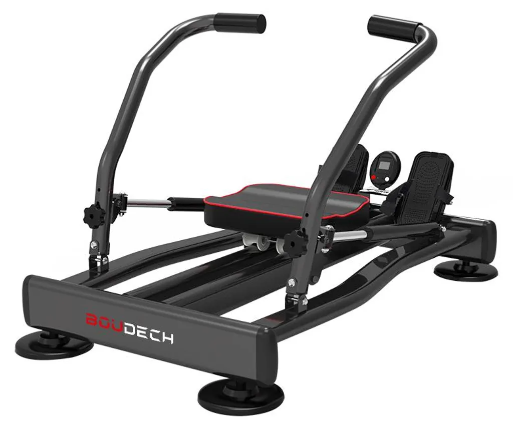 Rameur de fitness ultra-silencieux rotation 360° et vérin hydraulique