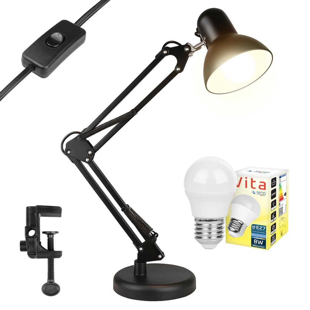 MasterLED Schreibtischlampe E27 8W 4000K Architektenlampe Produktbild 