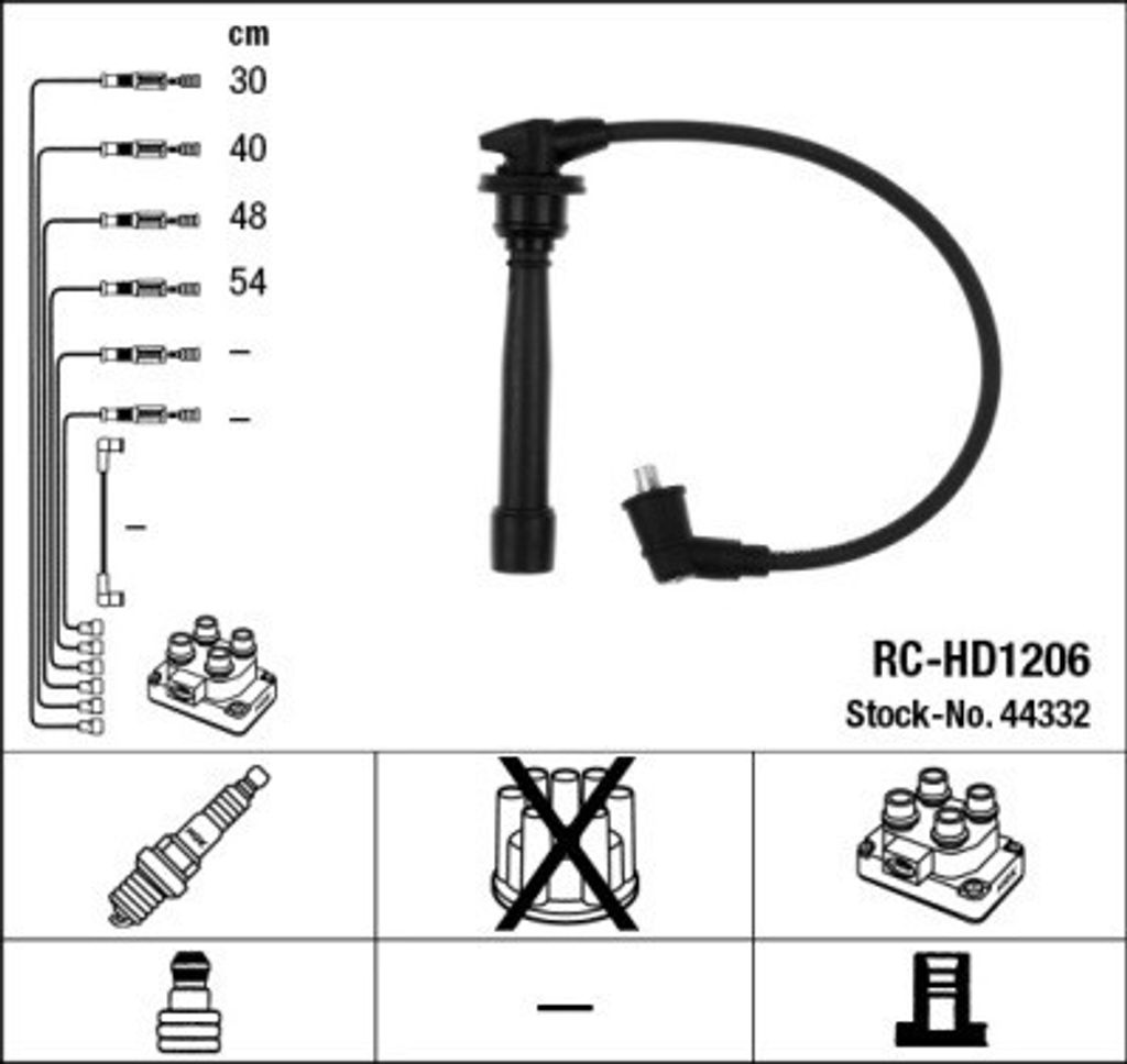 NGK 44332 Zündkabelsatz Zündleitungssatz für HYUNDAI GETZ (TB) für KIA RIO II (JB)