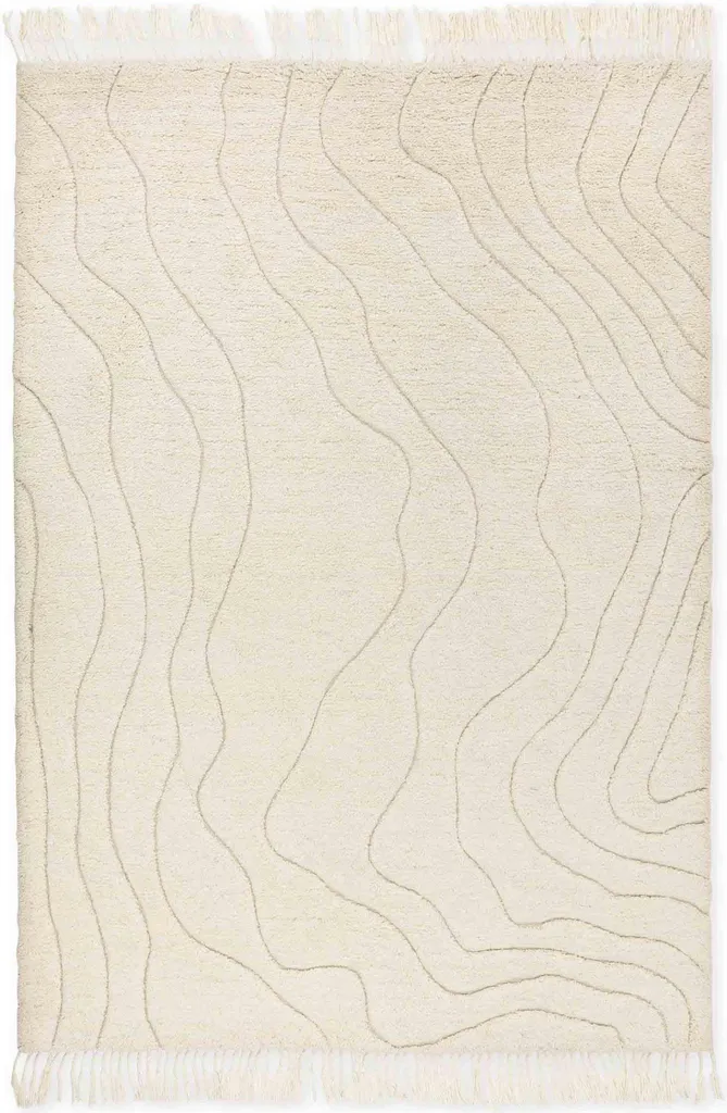 Tapis LIORA crème ultra doux à poils hauts 60 x 110 cm entretien facile
