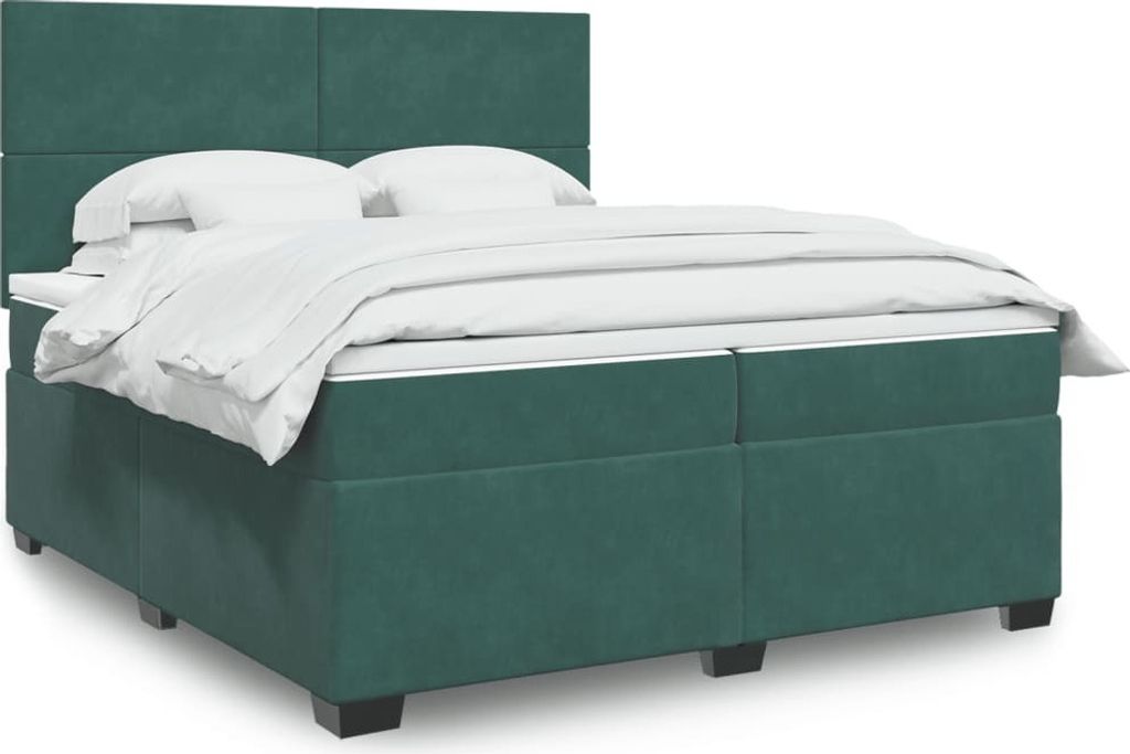 "2026 Promotion" Boxspringbett mit Matratze - Dunkelgrün 200x200 cm - Samt - Polsterbett CC15539
